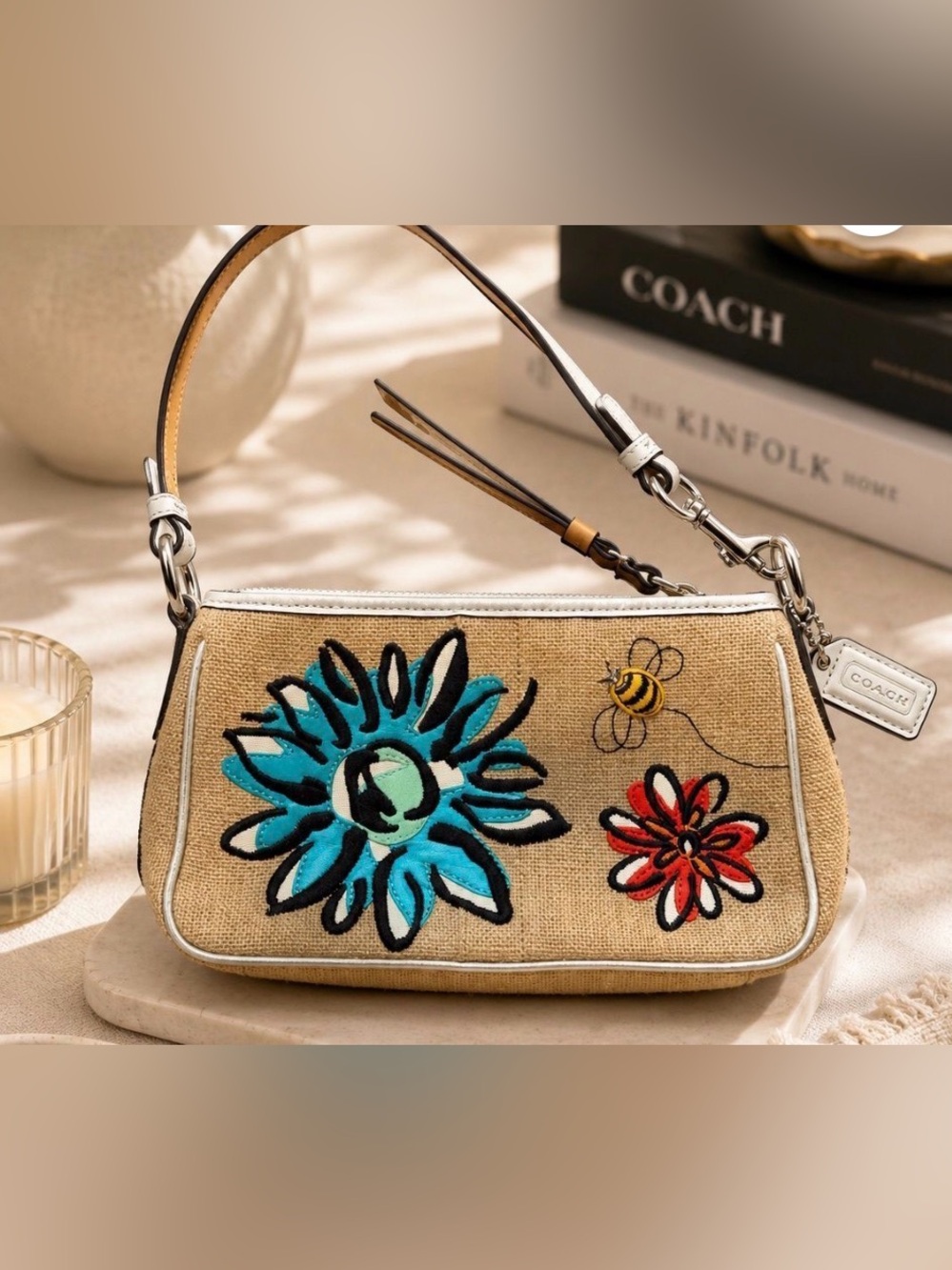 2005 Limited Edition Coach Bumble Bee Burlap Demi Bag
